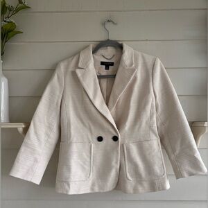 Ann Taylor Cream Double Breasted Blazer Jacket Women’s Size 8P